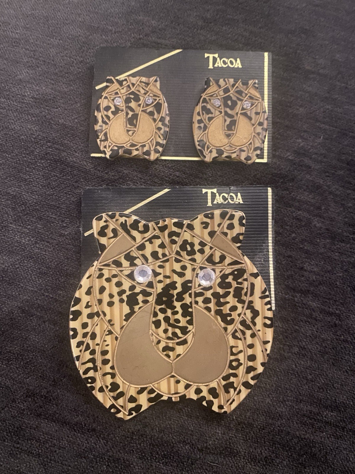 Vintage Tacoa Cheetah Earrings And Brooch/Pin Set New Never used.
