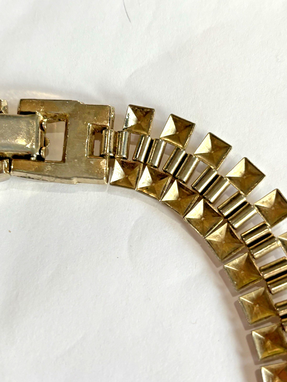 Vintage Cleopatra Pyramid Articulated Link Chain Gold Tone Choker Punk Retro 15″