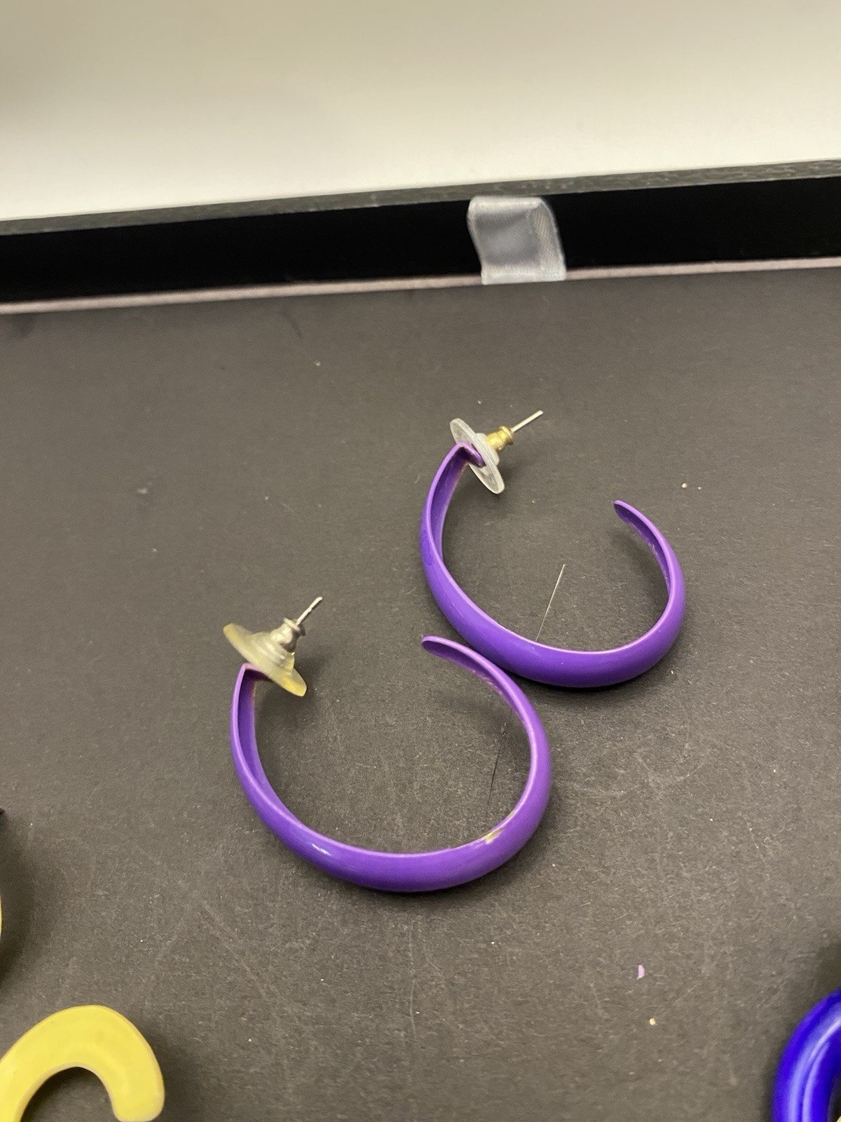 80’s Vintage Colorful Hoop Earring Lot- Yellow, Purple, Pink, Red