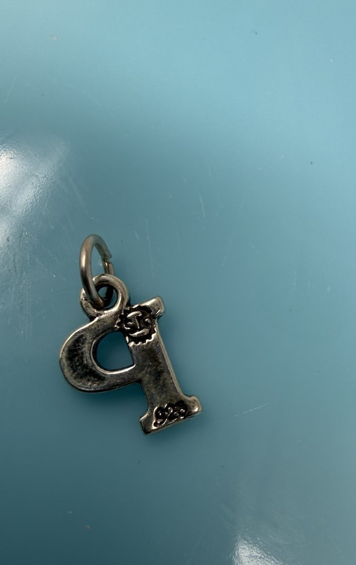 SJC Alphabet Sterling Silver Capital P “P” Letter Initial Charm 1.9g