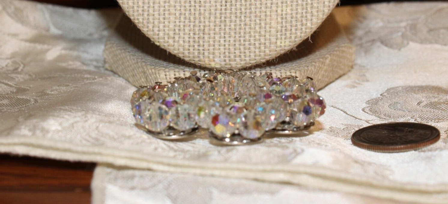 VINTAGE AB CRYSTAL RIVOLI SNOW FLAKE PIN 2 3/8 INCHES AROUND STUNNING