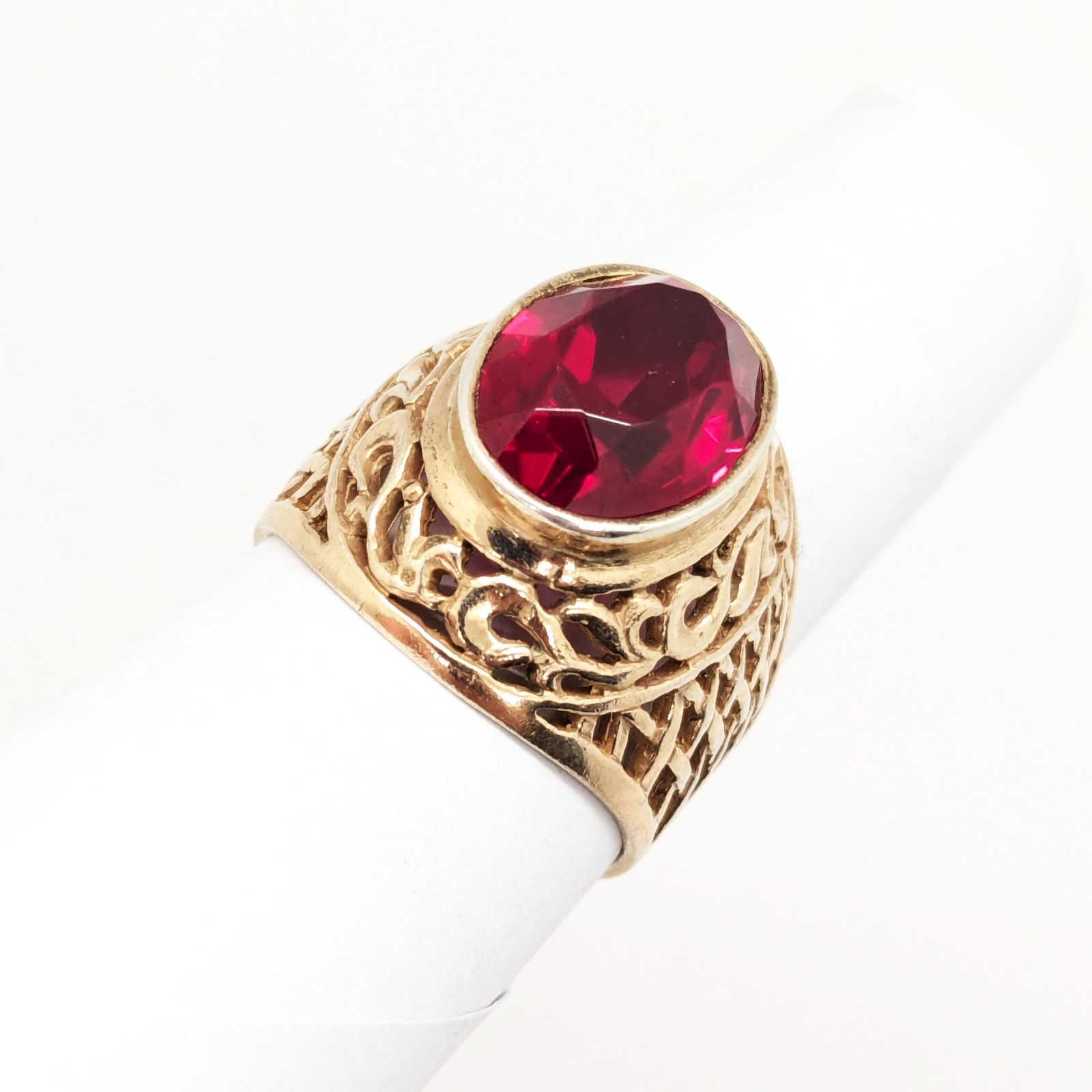 Vintage Soviet RING Silver⭐️875 stamp Star USSR with Bright Ruby -size: 8US | #8