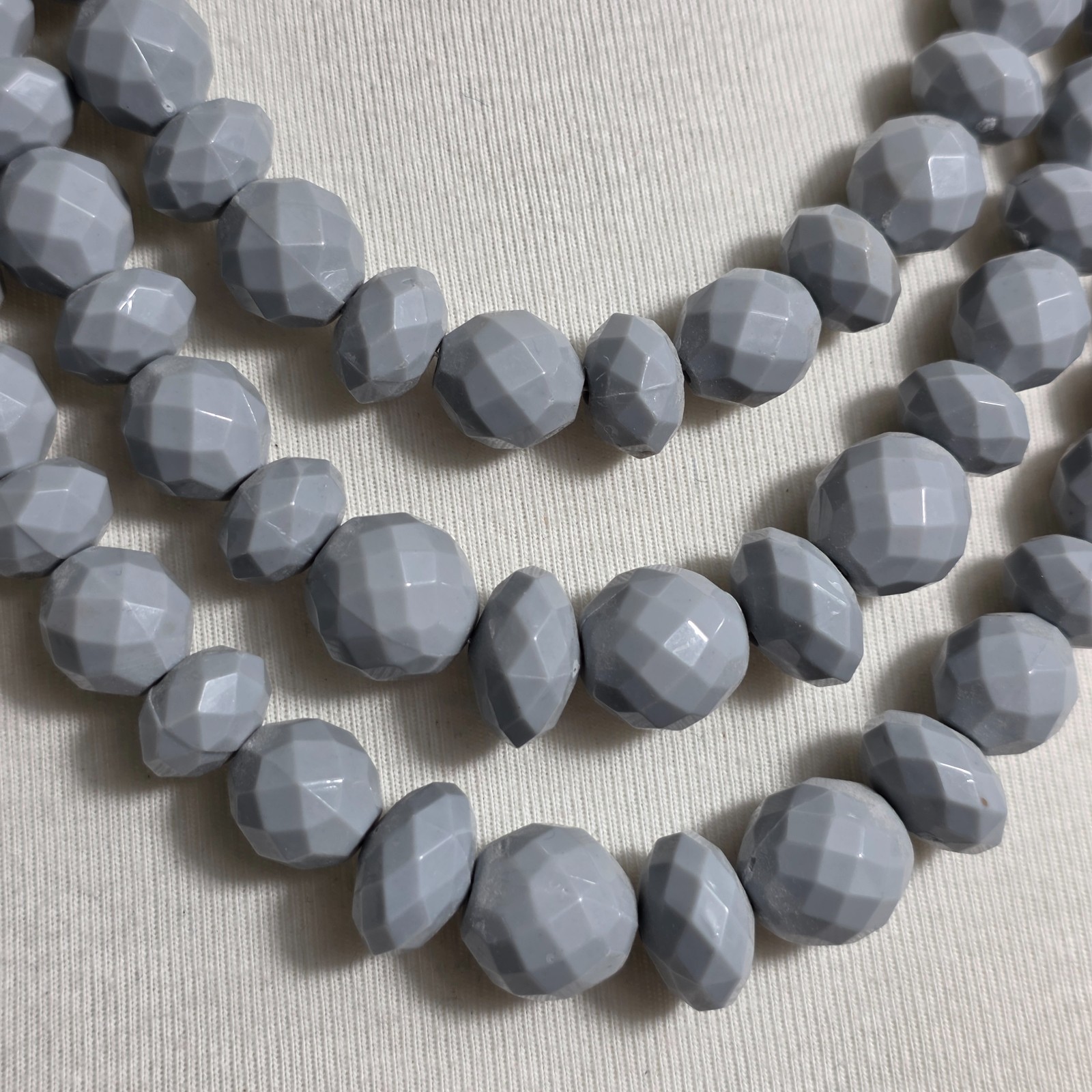 Sugarfix by BaubleBar Triple Strand Statement Necklace Gray Faceted Beads