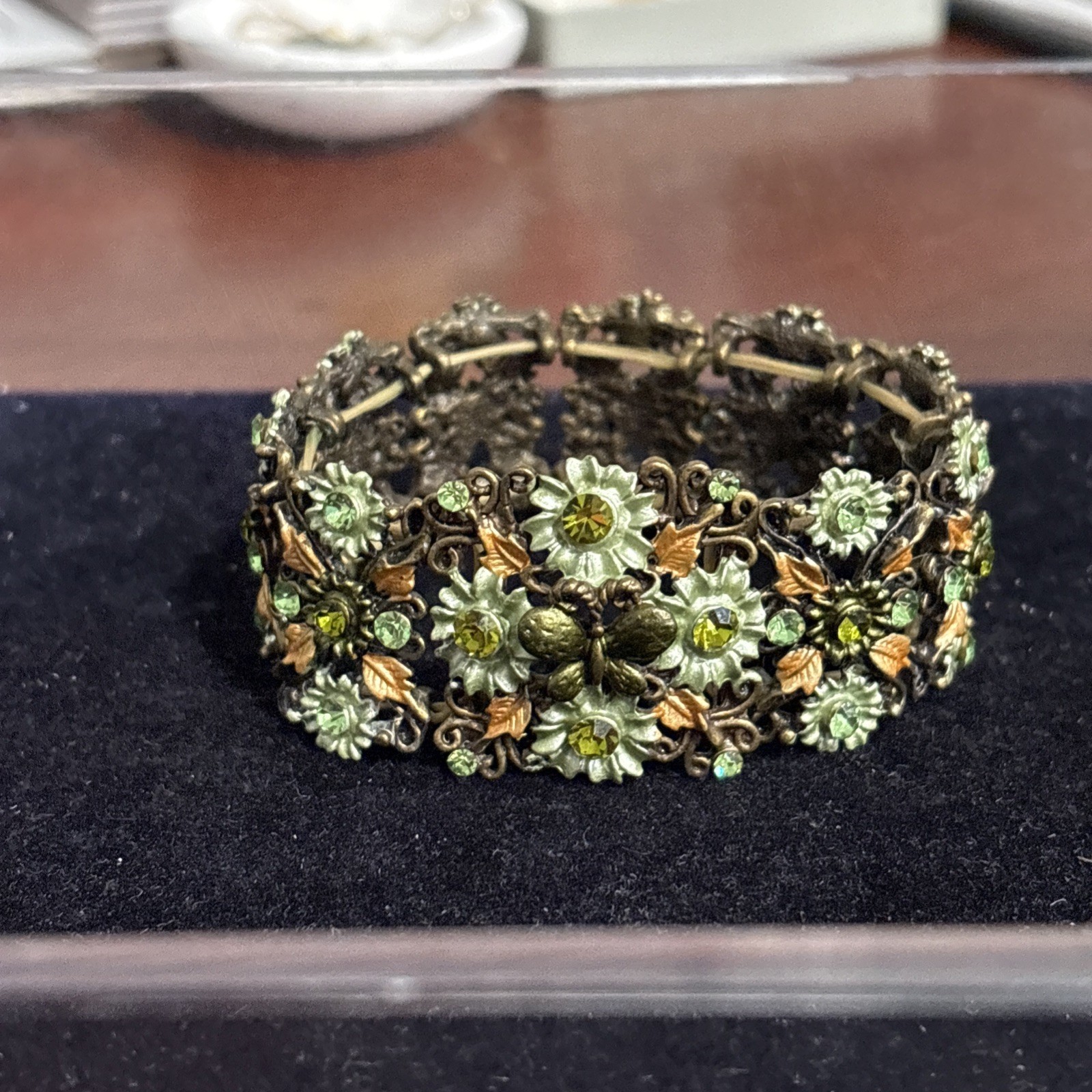 Vintage Victorian Revival Style Multi Link Butterfly Motif Costume Bracelet