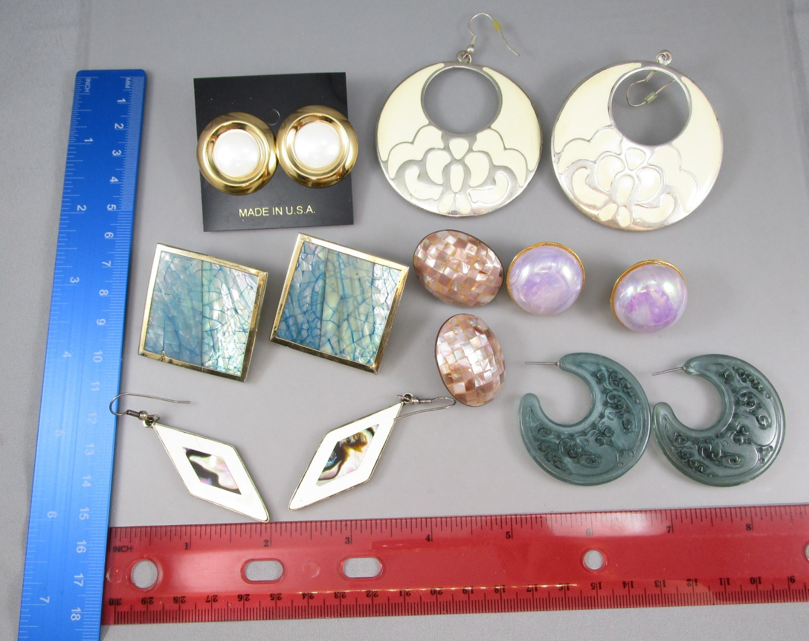 Vtg Mod Retro Varying Colors & Multi Styles LOT of 7 Post Pierced Earrings 151V