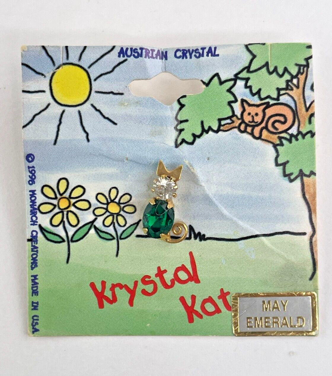 Krystal Kat May Emerald Monarch Creations 1996 Button/Pin – 5/8″ by 3/8″