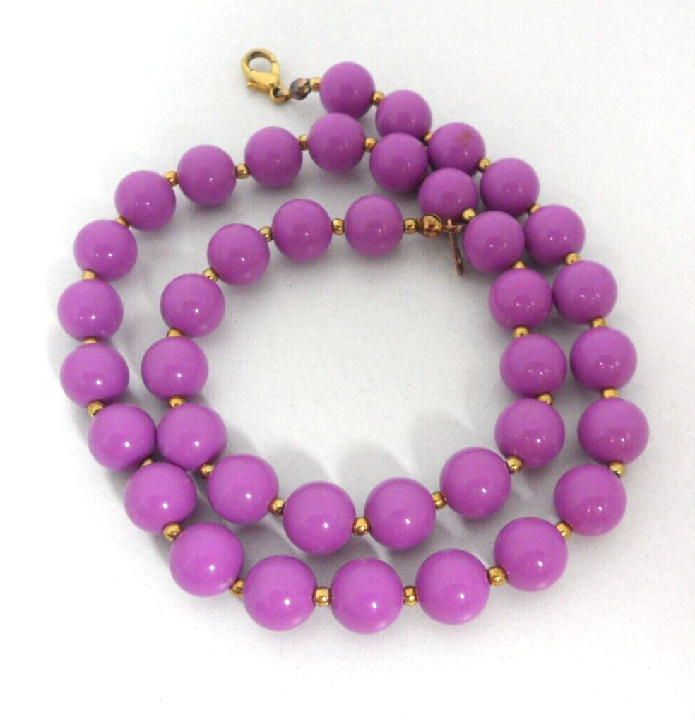Vtg Beaded Necklace Orchid Purple Lucite Beads 80s Nostalgia Granny Cottage Core