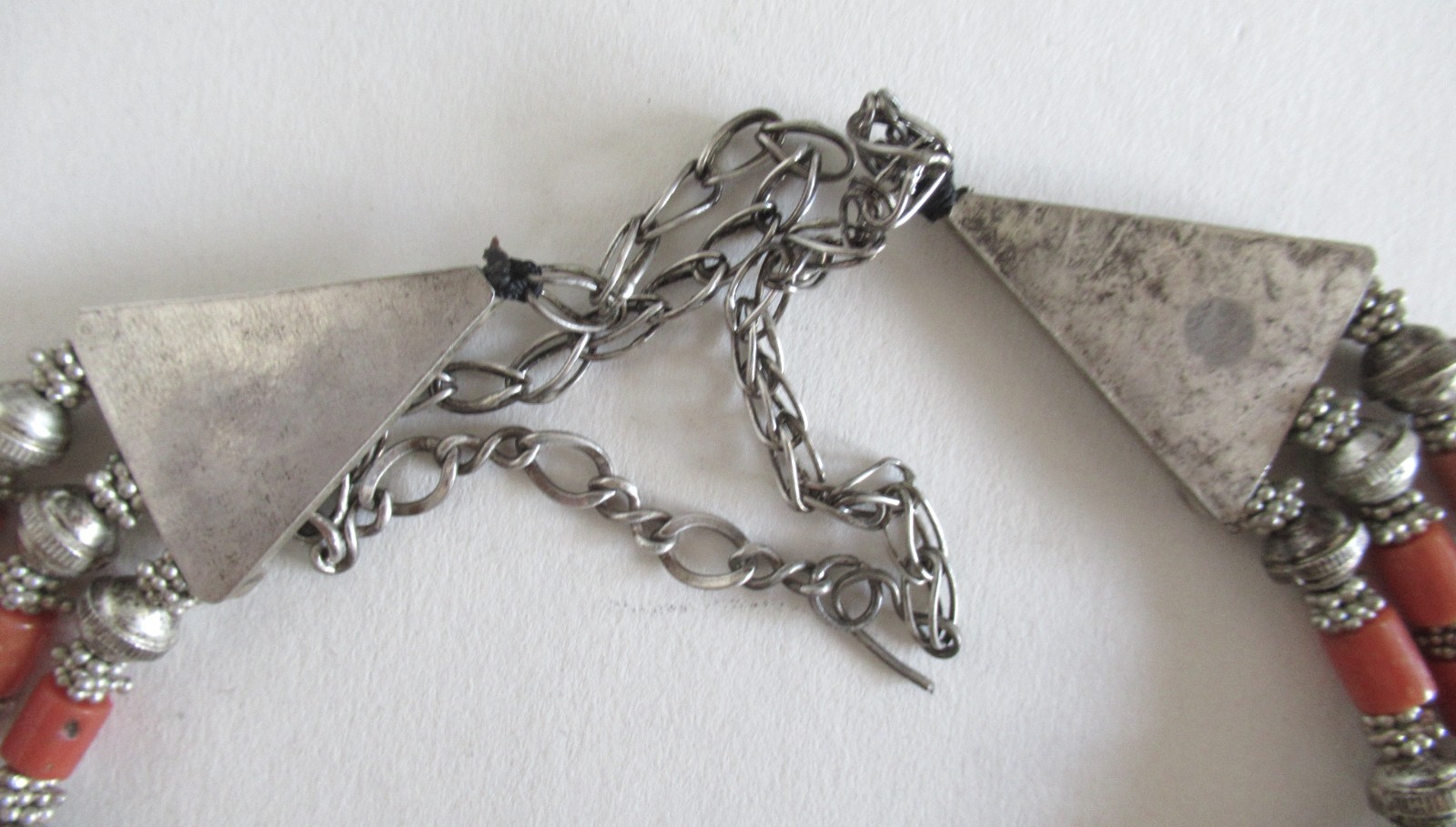 HUGE STATEMENT STERLING FESTOON NECKLACE w CORAL, 19 INCHES, 88 GRAMS, YEMENITE?