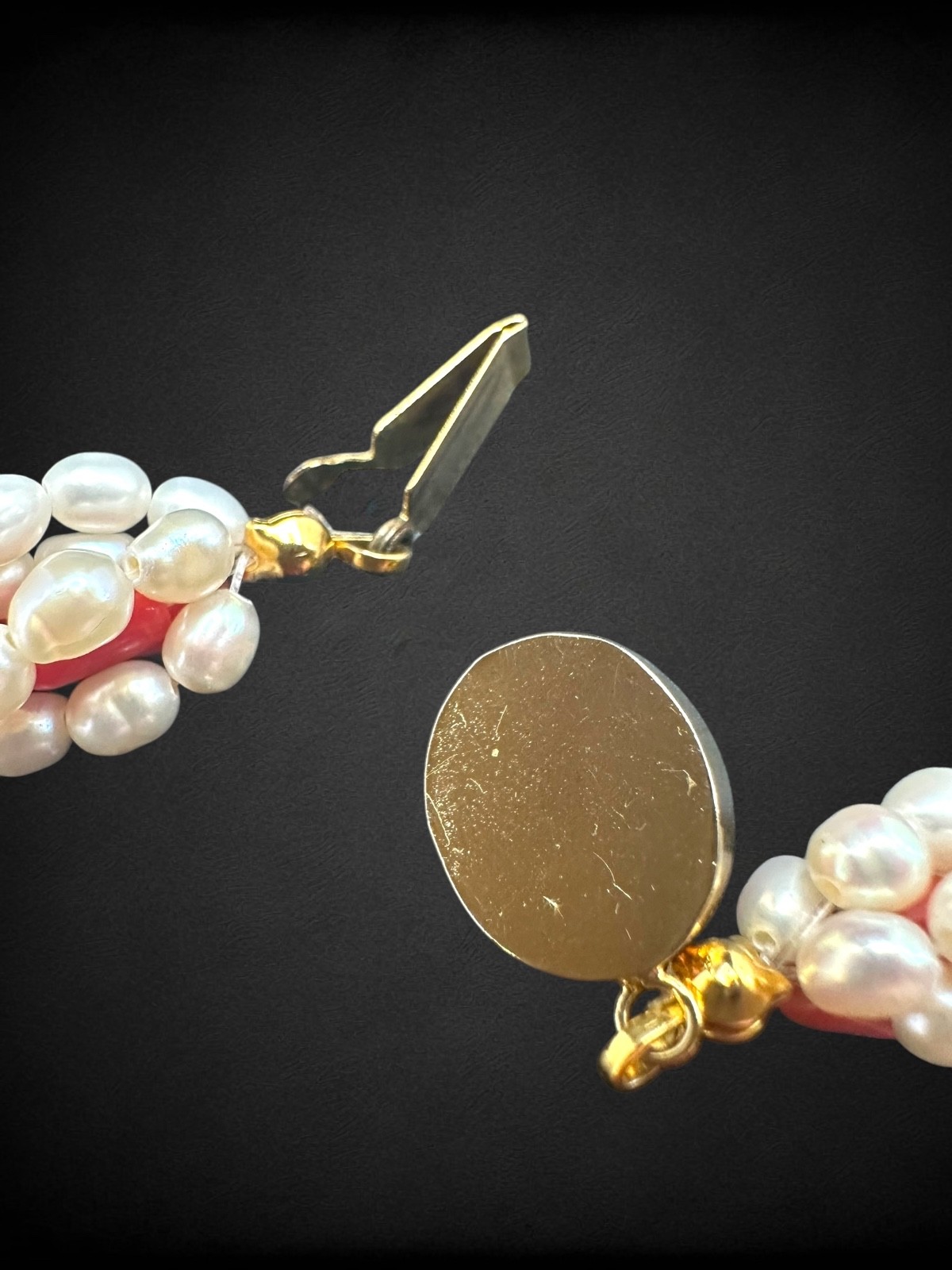 Vintage Real Pearl Bamboo Coral Torsade Necklace Italy Tourist Twist Multistrand