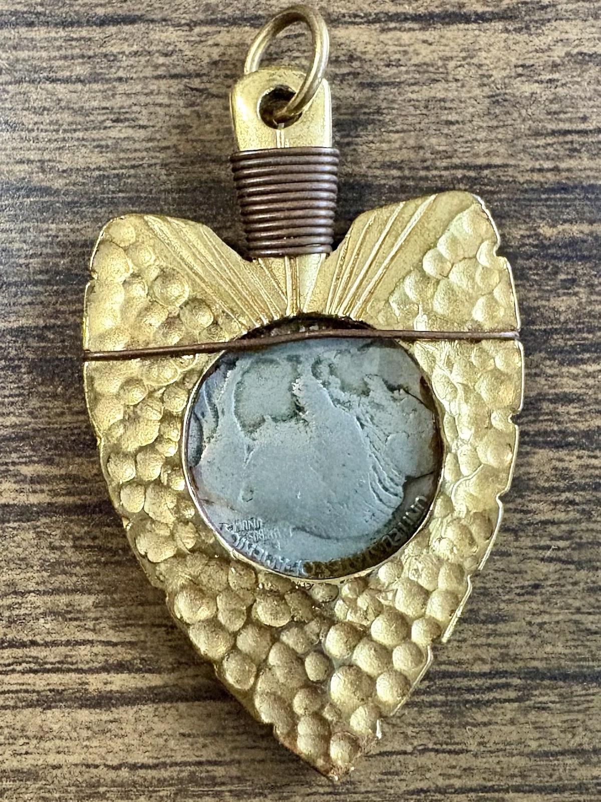 Vintage Arrowhead Pendant with 1928 Buffalo Nickel