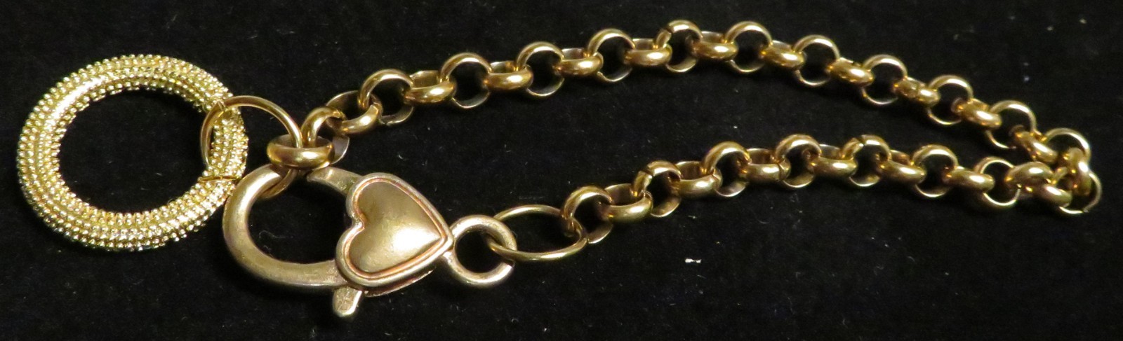 Vintage Heart Clasp 8″ Bracelet Gold Tone Multi Color Rhinestone Circle Ring GUC
