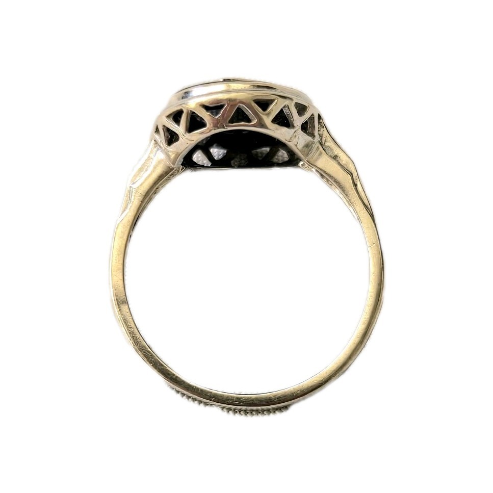 Vintage BDA 10k White Onyx Diamond Ring Sz 5.75 – 2.11 Grams