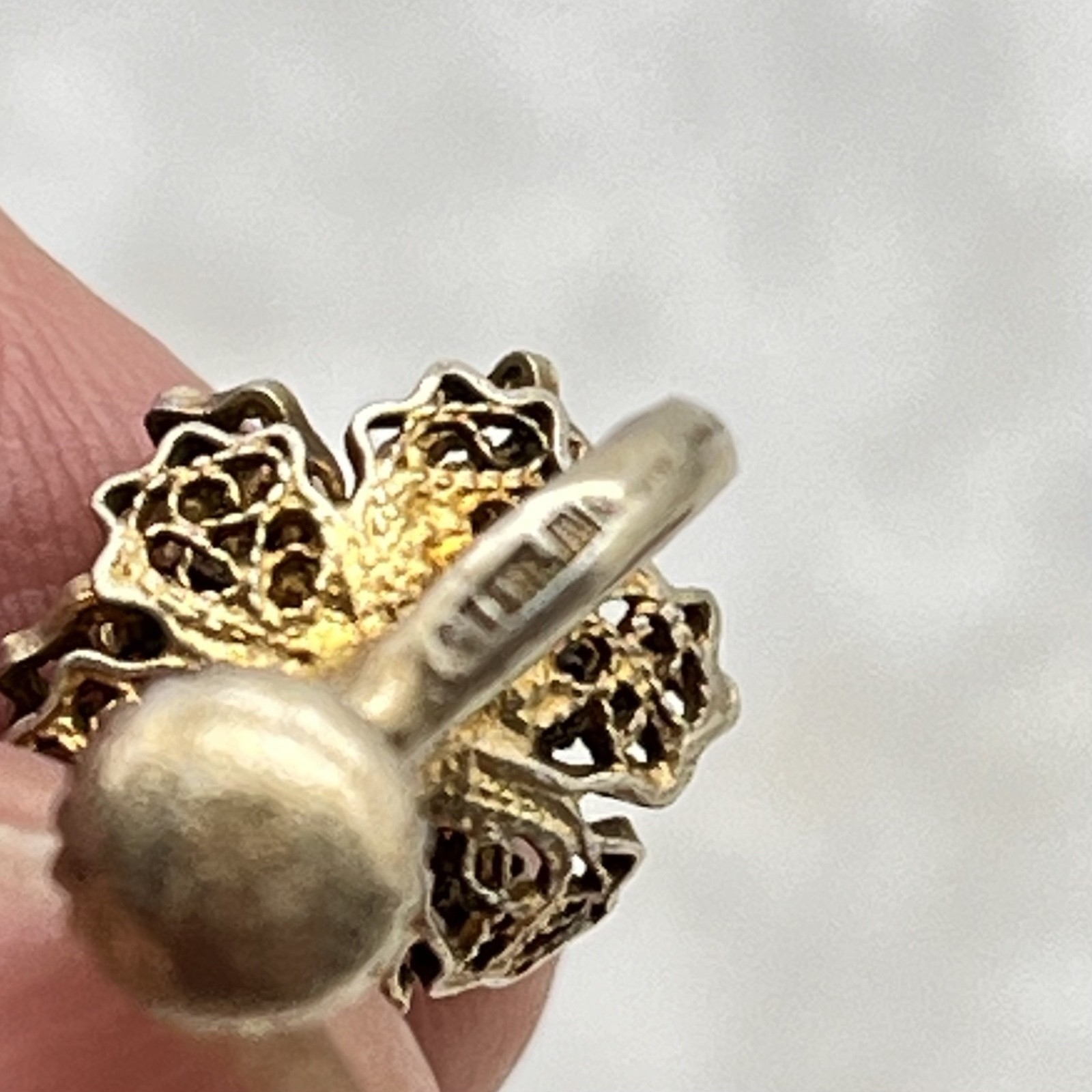 Vintage Sterling Silver Earrings Brutalist Flower Screwbacks Gold Washed 5 Grams