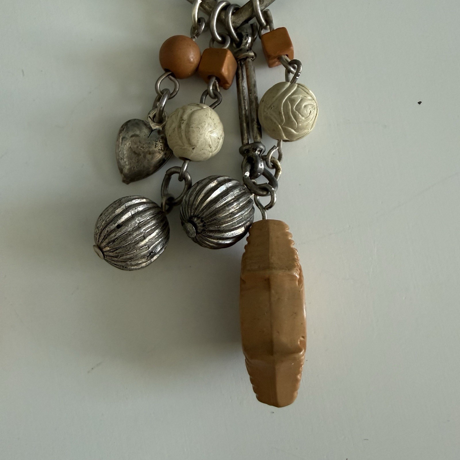 Vintage Beaded Wooden Silvertone Beaded Pins Set of 2 Approximately 4”L