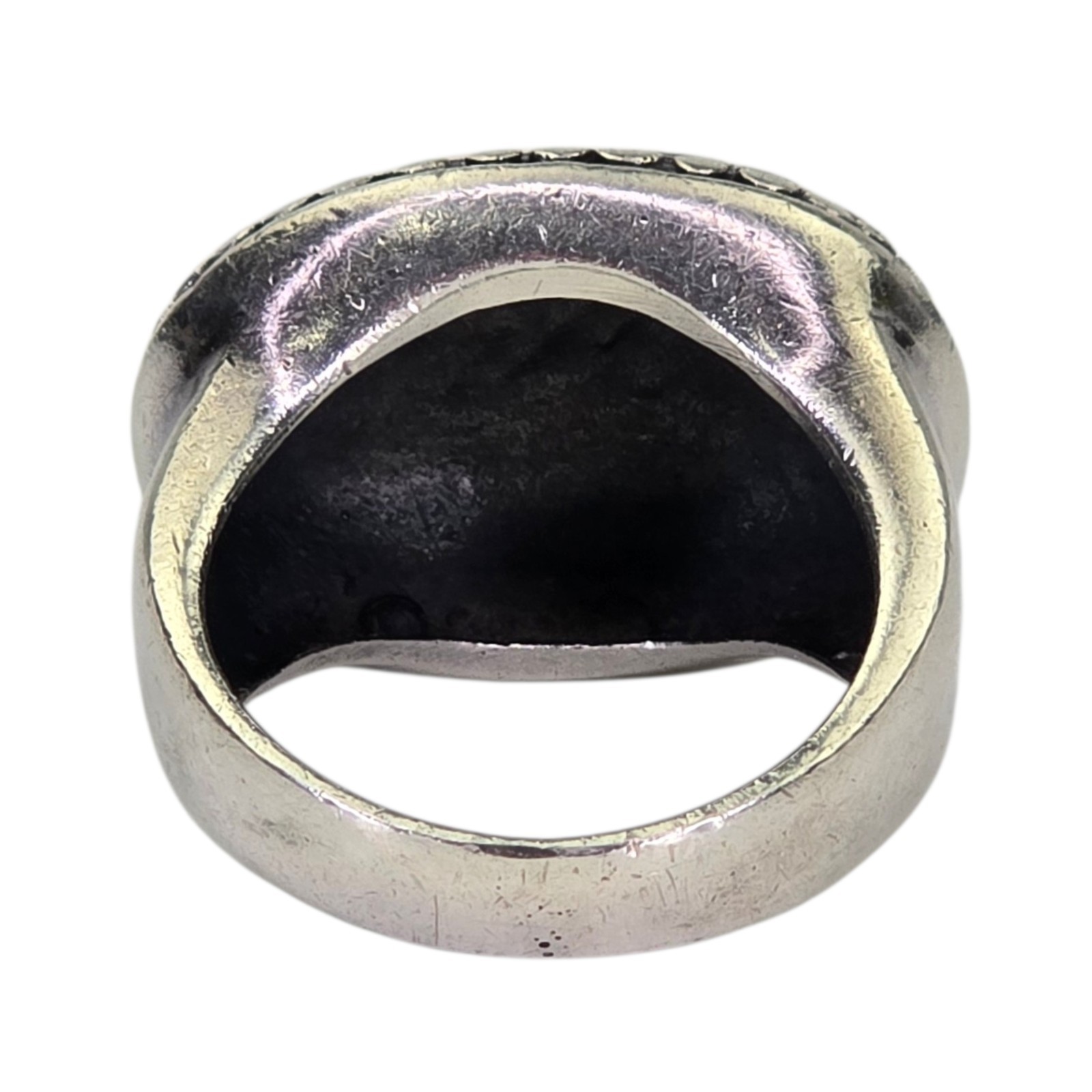 Vintage Signed 925 Sterling Silver Hammered Oval Brutalist Style Ring Size 6.5