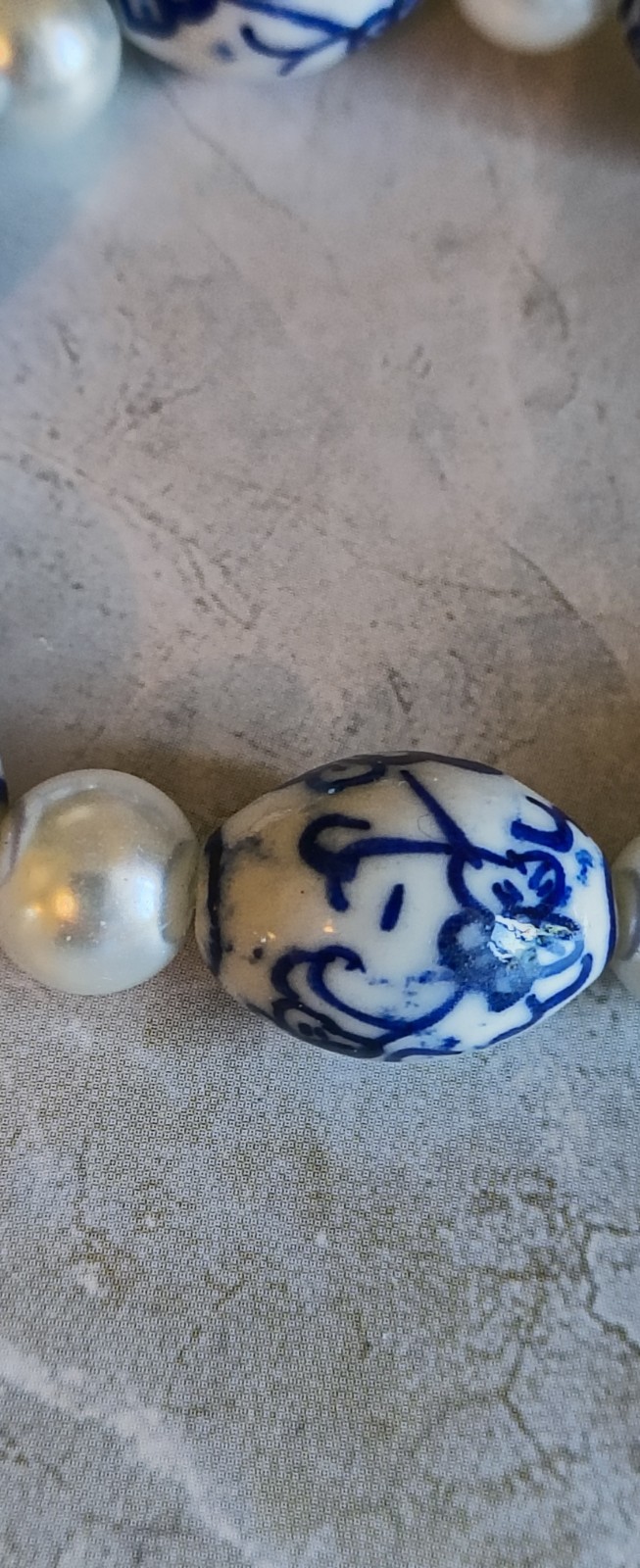 Vintage Blue & White Glass Bead Bracelet Lot