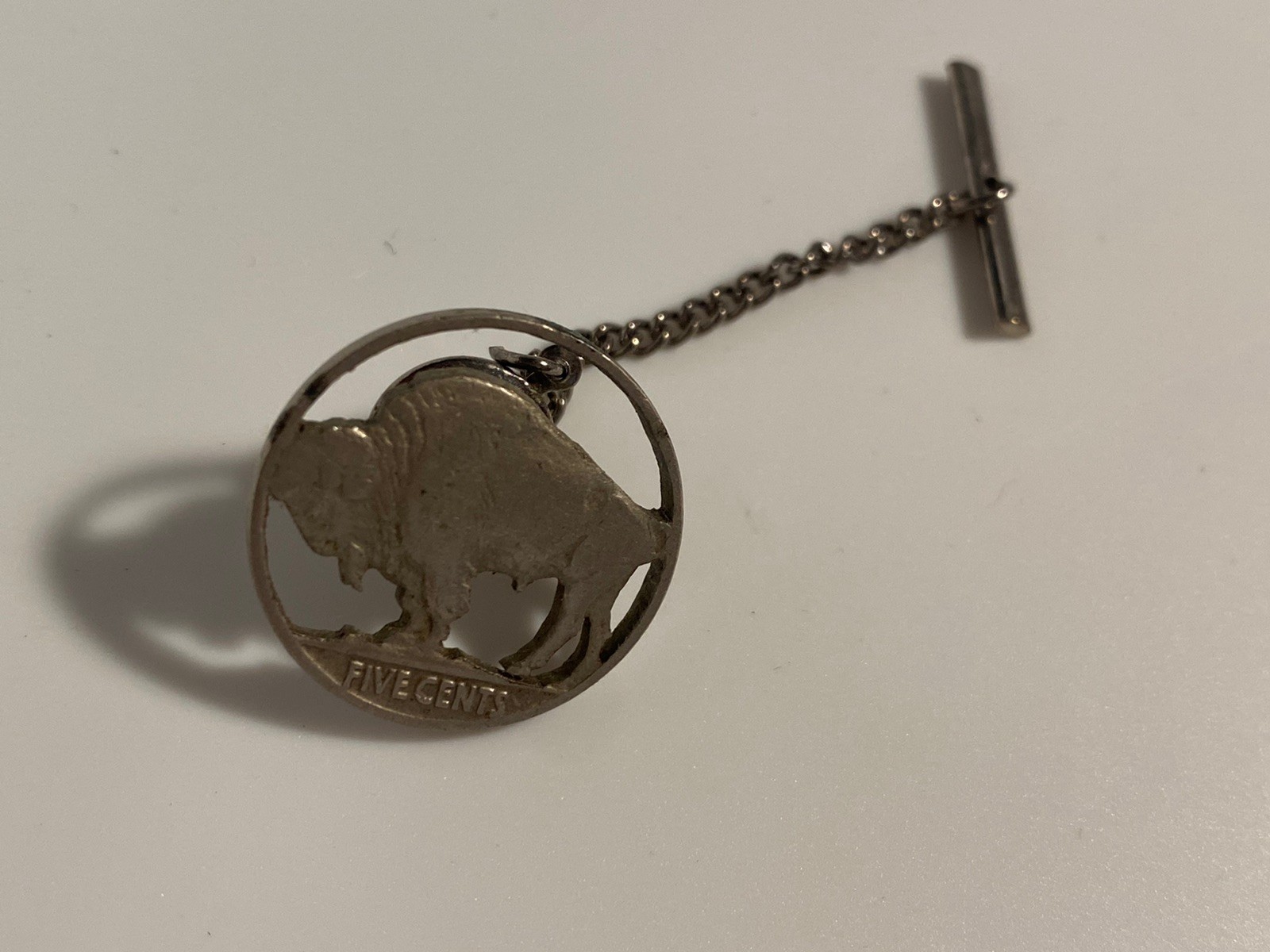 Cut Out Buffalo Nickel 5 Cents Coin USA Vintage Tie Tac Lapel Pin Badge