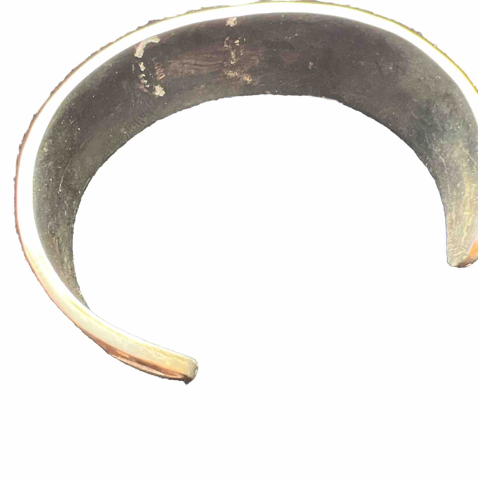 Vintage Abalone Shell Small Cuff Bracelet silver Mexico 5”