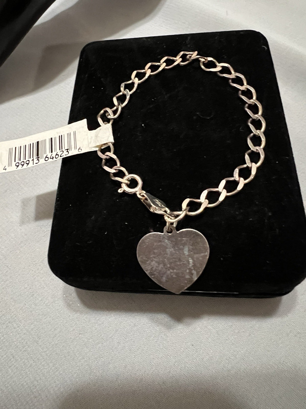 6 & 3/4″ ITALY Sterling Silver HEART Starter CHARM BRACELET Vintage w/ Tag