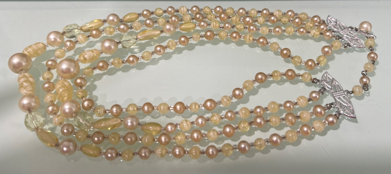 Vintage Graduated Crystal And Pearl Chocker Necklace Approx 12”