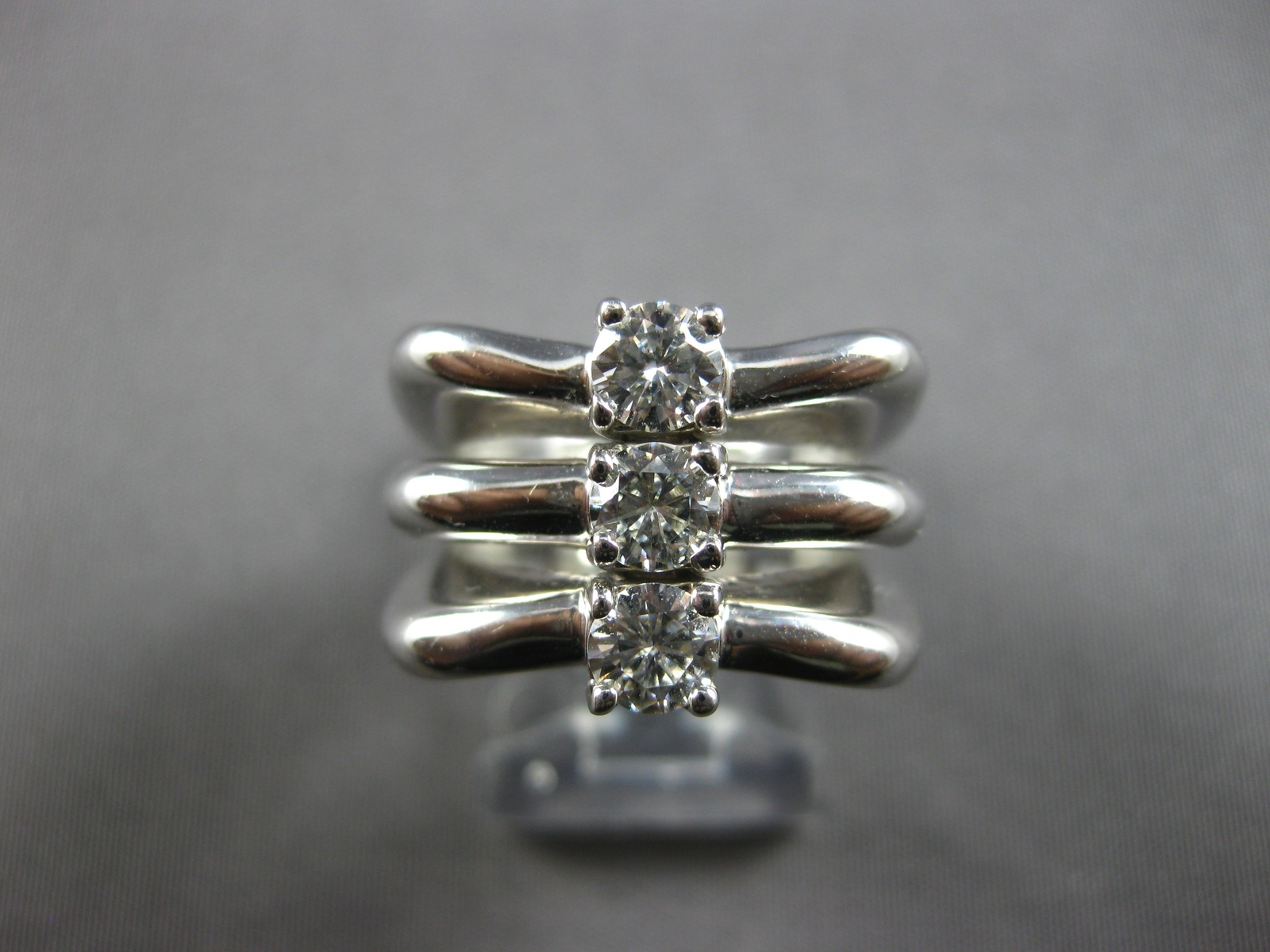 LARGE .60CT DIAMOND 14KT WHITE GOLD CLASSIC 3 STONE E/F VVS-VS LOVE RING #27873