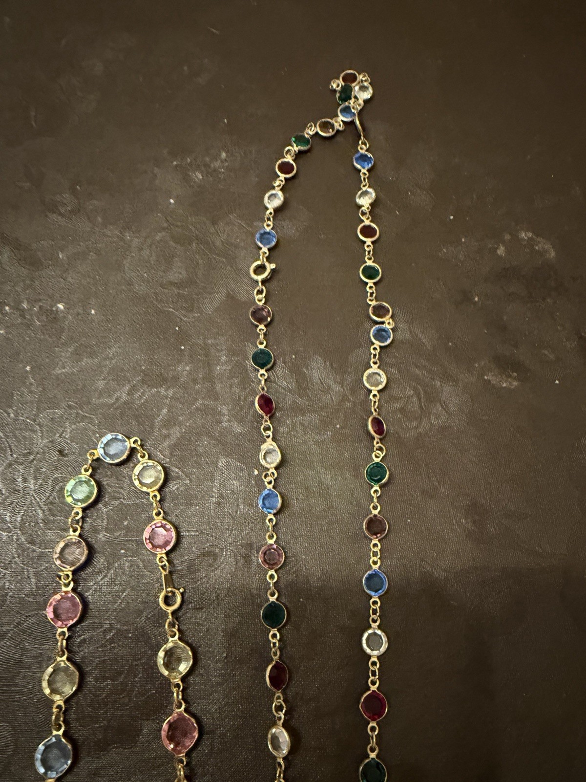 Vintage Faceted Austrian Crystal Window Necklace Bezel Soft Pastels Lot 2