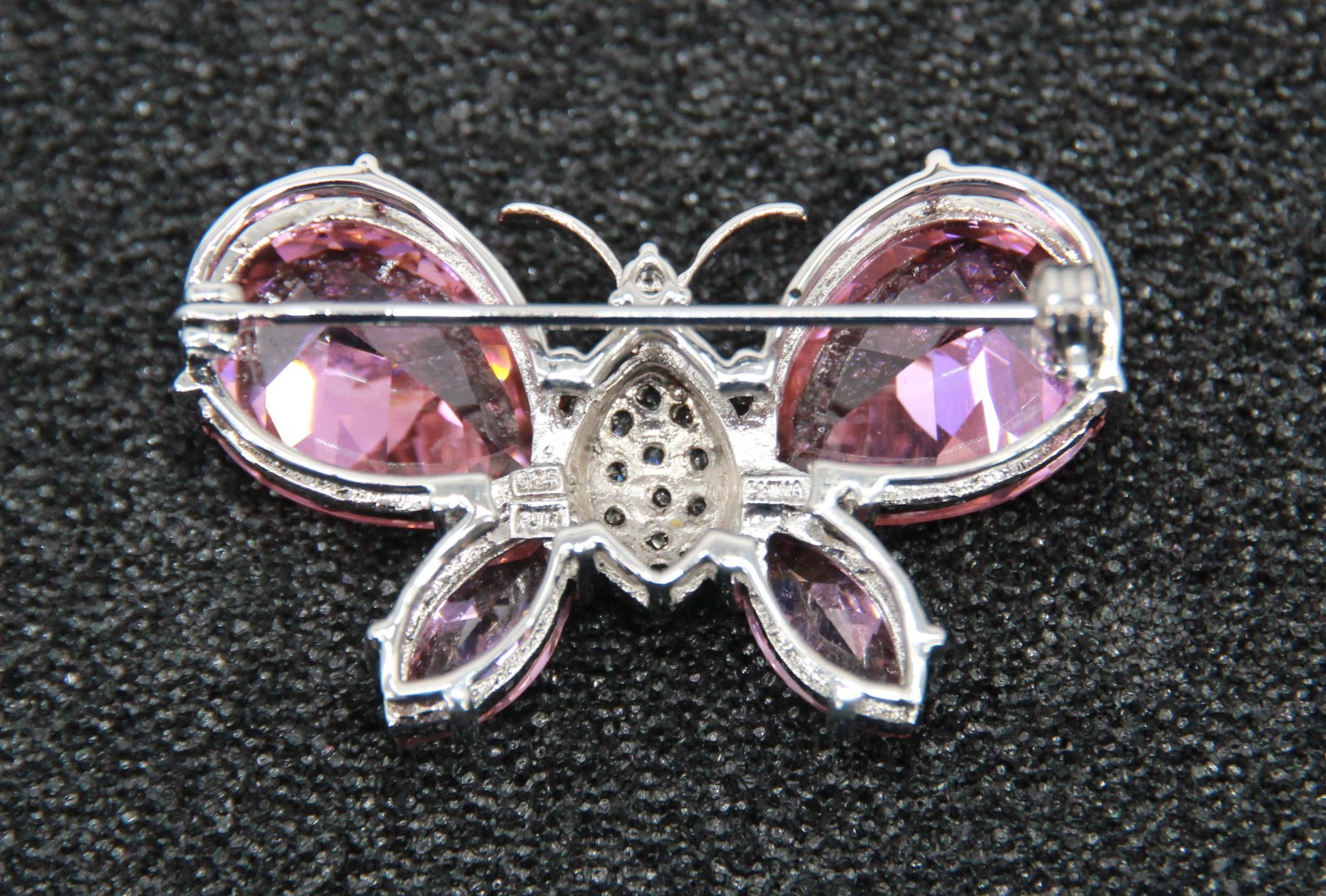 Real Collectibles by Adrienne Pair of Sterling Silver Gemstone Butterfly Pins