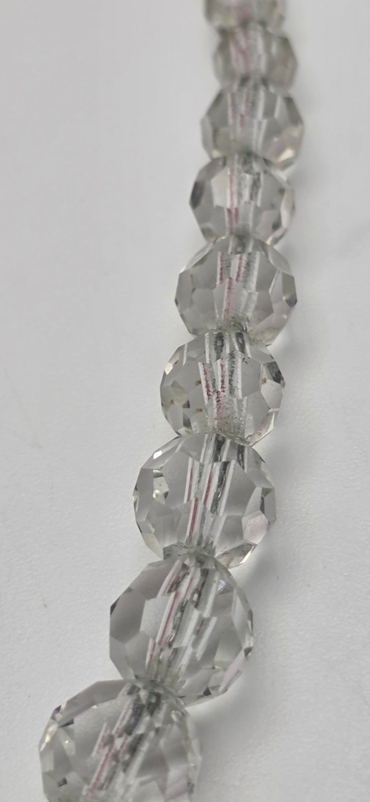 Vintage Clear Faceted Crystal Graduated Rondelle Necklace Silver Tone 18 In