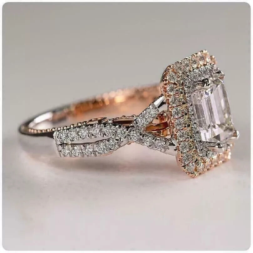 Art Deco Inspired Emerald Cut Lab Created Diamond 925 Silver Anniversary Ring