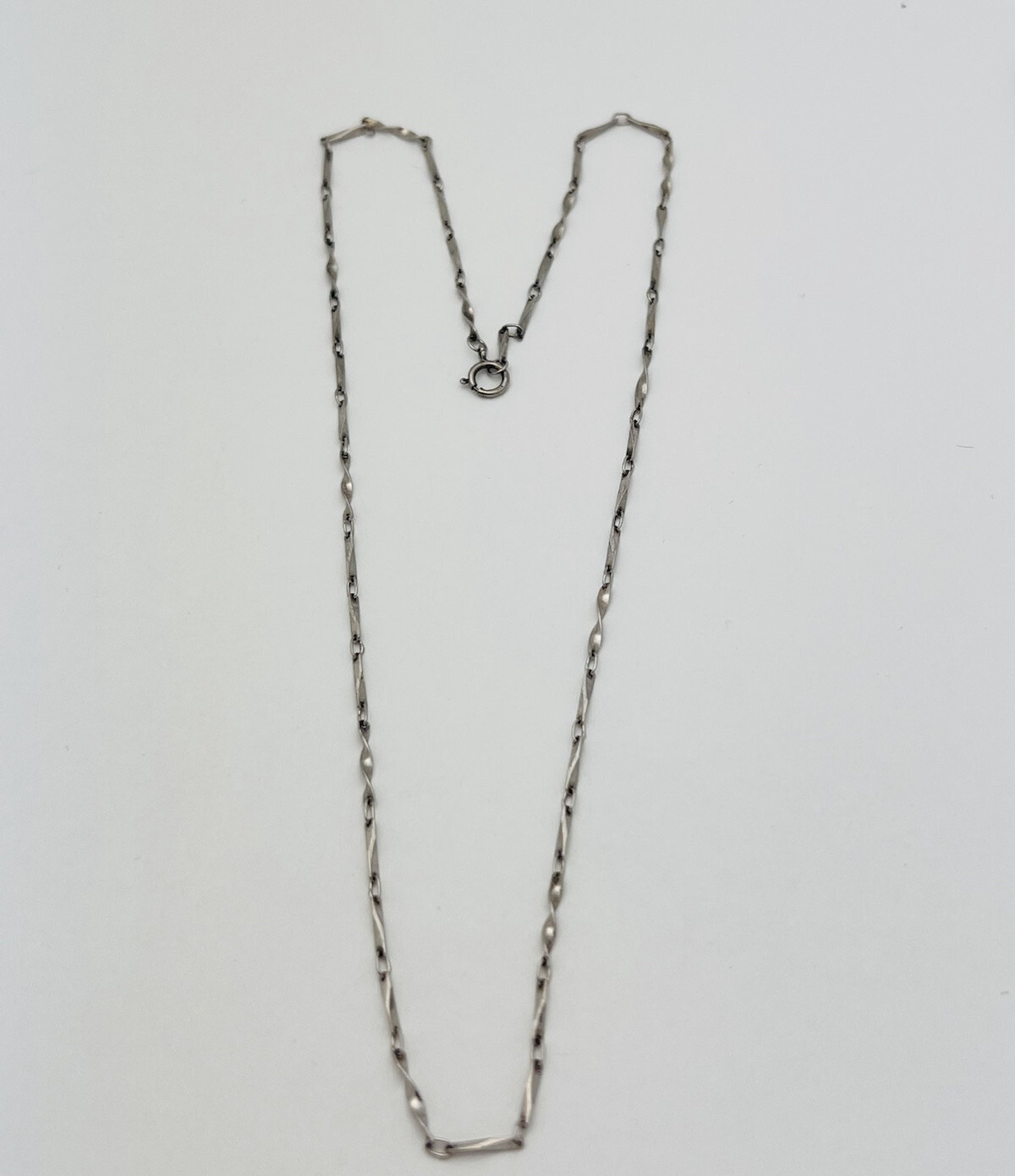 DaneCraft Tarnish Free 925 Sterling Silver Twist Bar Link Necklace 18”