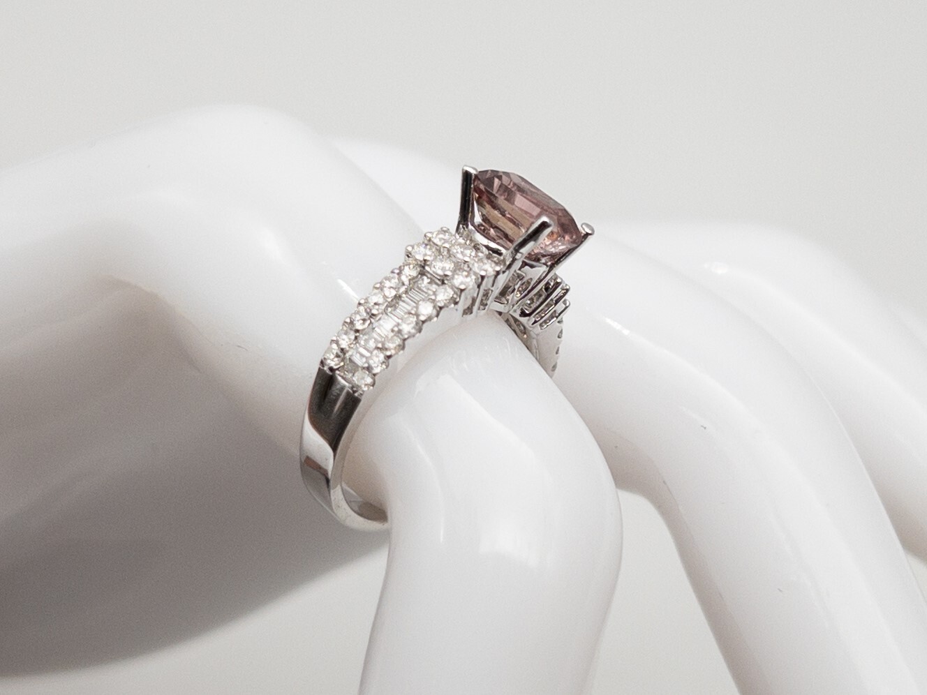 $7K 3ct NO HEAT Certified Purple Pink Sapphire Diamond 18k White Gold Ring