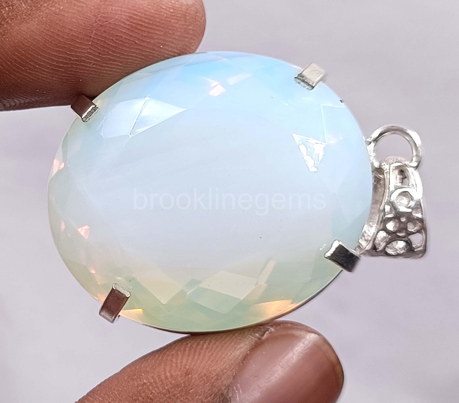 Oval Cut 123.60 Ct Blue Opal EGL 925 Solid Silver Pendant Loose Gemstone 5ARE