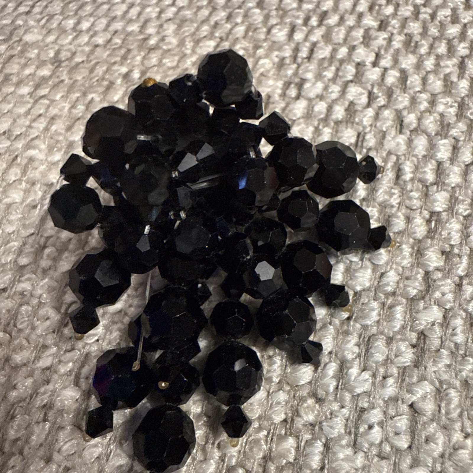 Vintage 1980s Crystal Beaded Statement Earrings – Clip-on Style. 2 X2.5 Inches