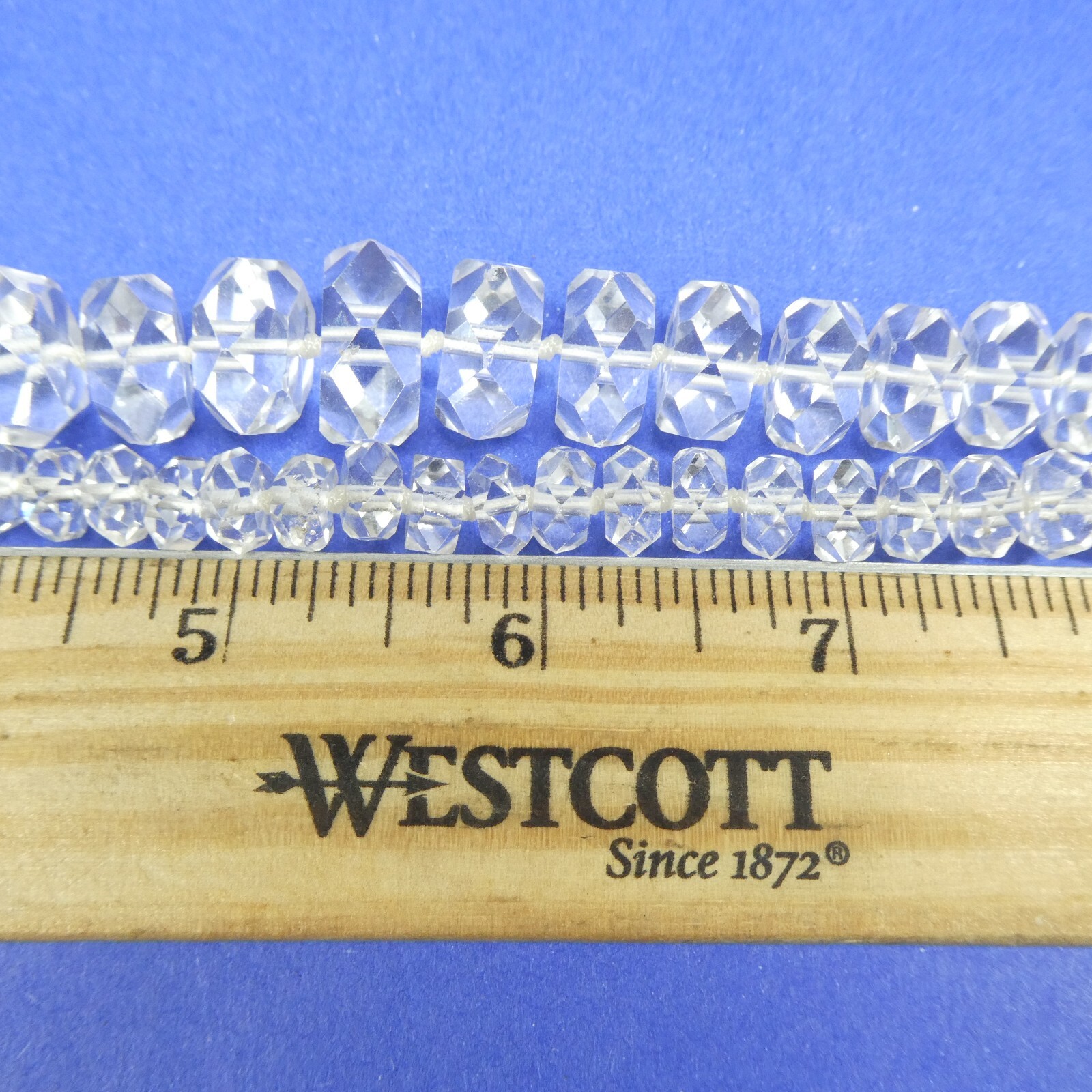 Faceted Crystal Necklace Vintage Graduated Clear 37″ Long Heavy 139g Estate