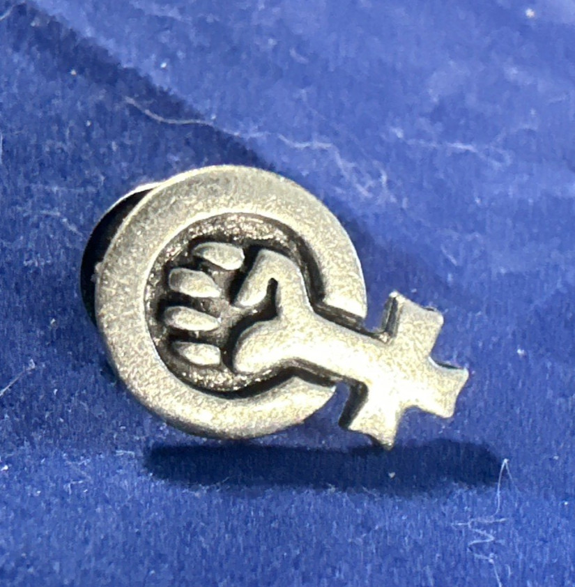 Clift Small Pin Power Of The Vote! Fist Cross Brushed Nickel Resist Stand Up Now