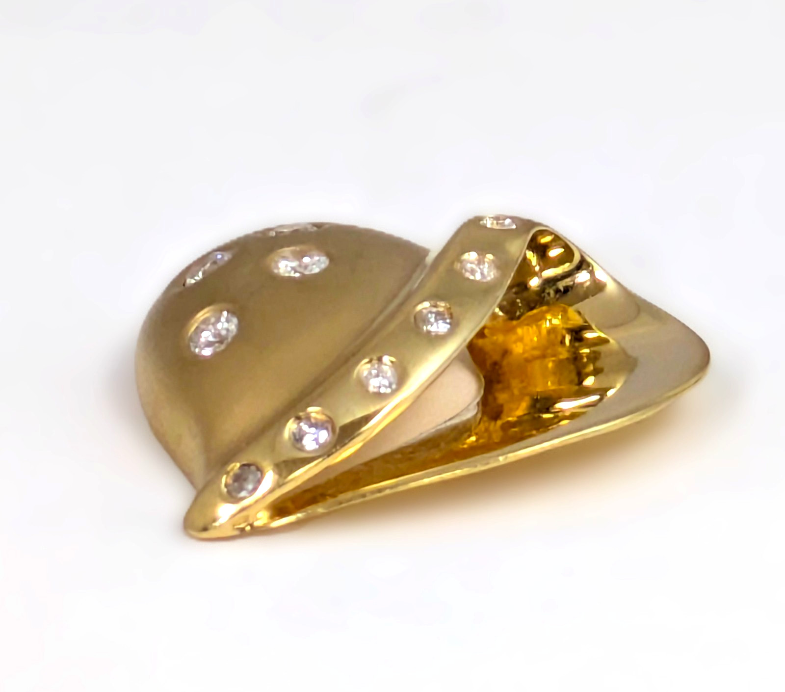 14K Gold & Diamond Heart Pendant, 1” by 7/8”