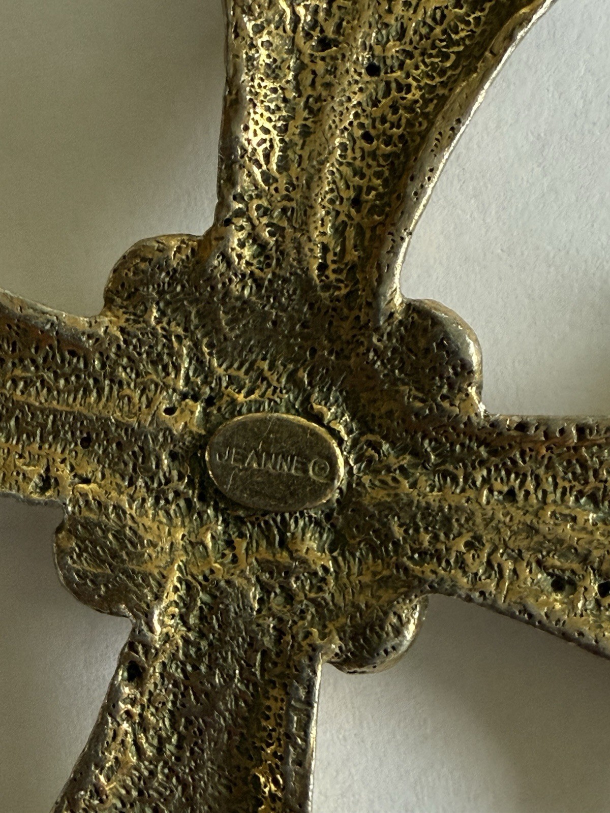 Vintage Jeanne Signed 1960s Maltese Cross Goldtone LARGE Pendant Necklace