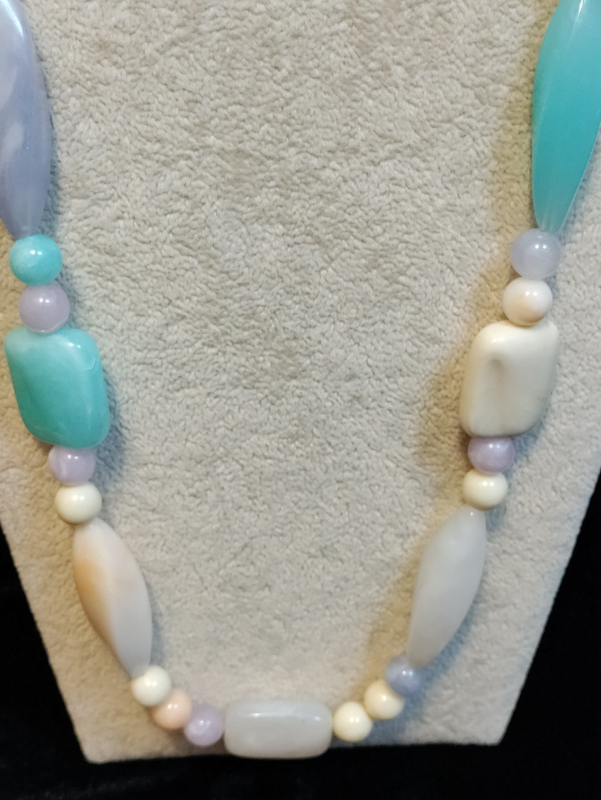 Vintage Soft Pastels Acrylic Multi Shaped Beaded Necklace