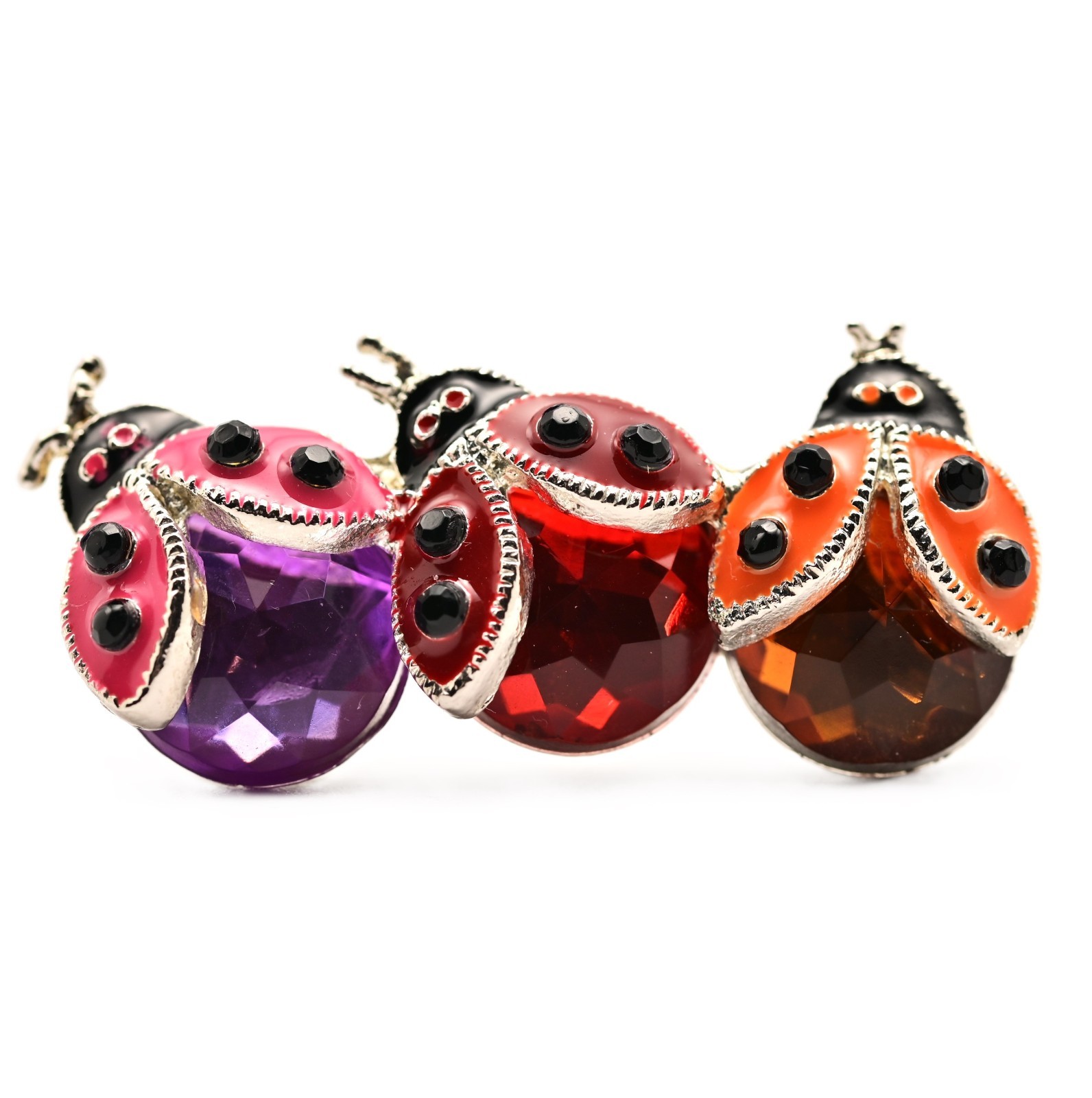 TANYA CREATIONS Original Vintage Rhinestone Enamel Estate Ladybug Brooch Pin