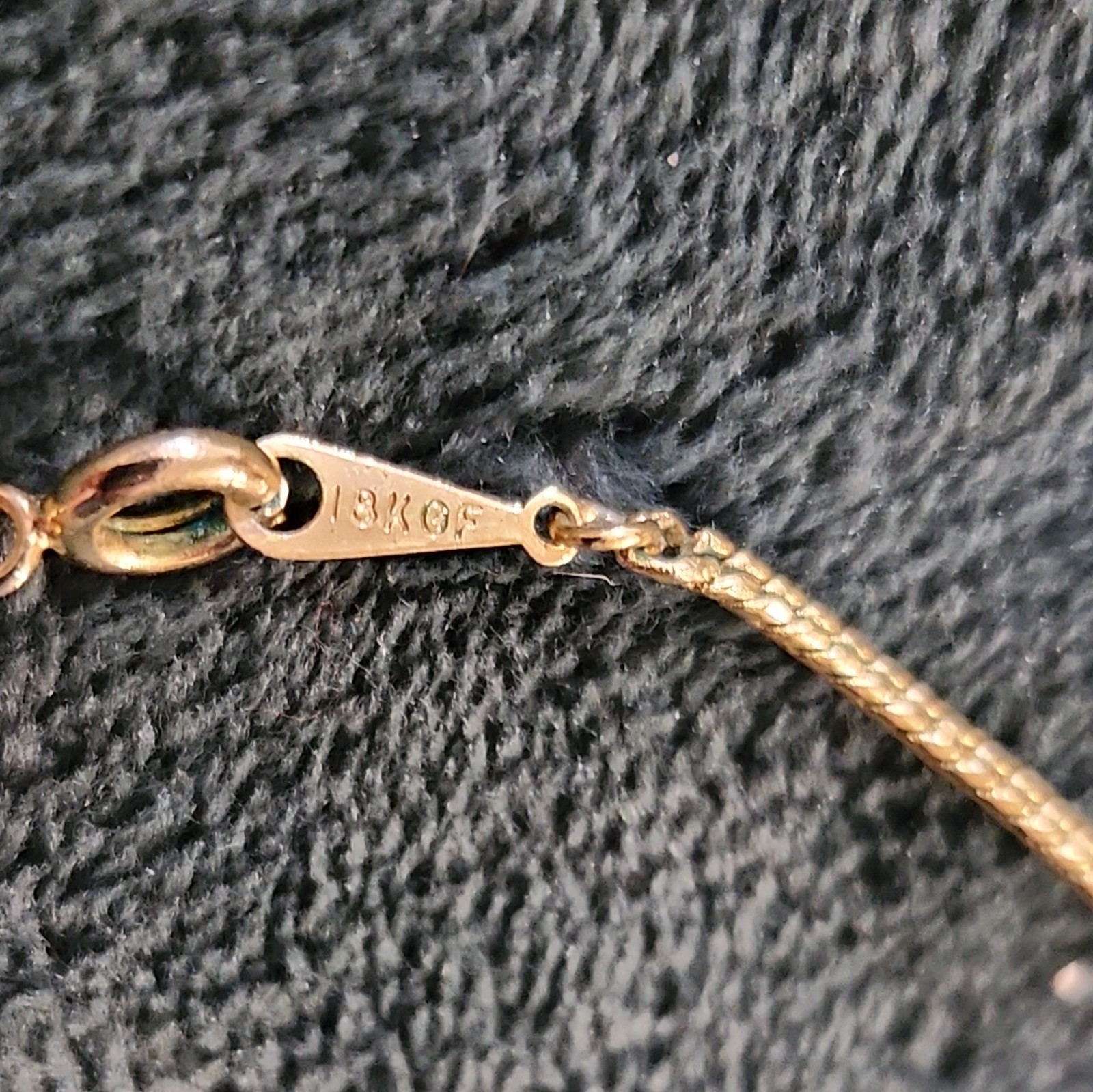 18K Gold Filled Chain Necklace Lobster Clasp Signed No Stone