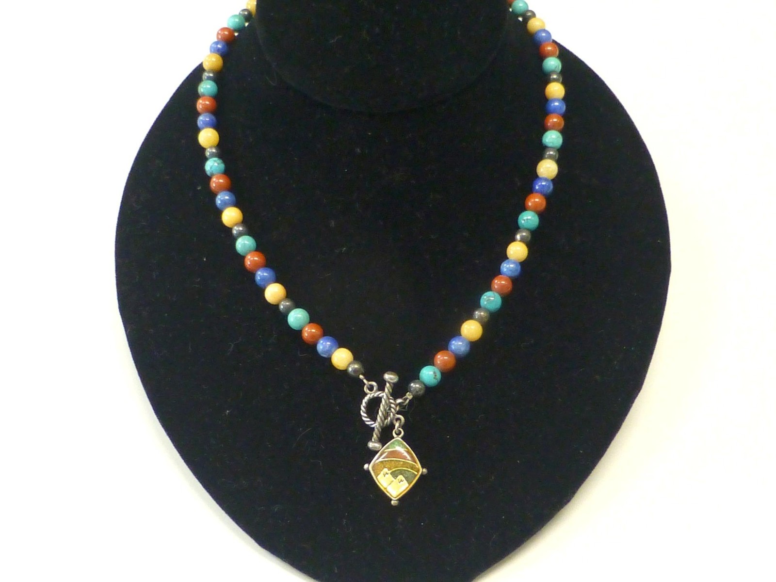 Carolyn Pollack Relios Turquoise Coral Lapis Mountain Sterling Silver Necklace