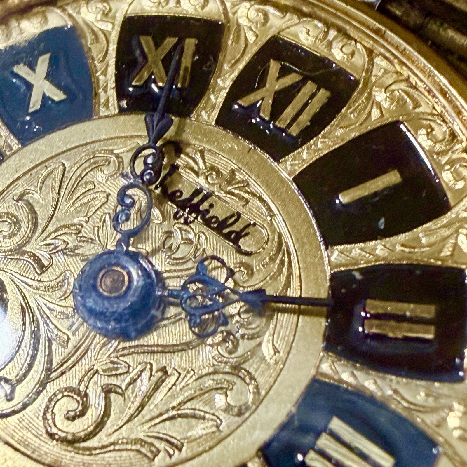 Vintage Sheffield Manual Wind Necklace Pocket Watch Two Tone RUNS!