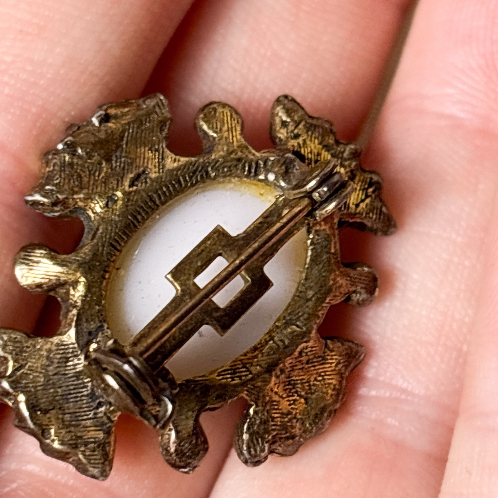 Vintage Brooch, Miniature Victorian Portrait Cameo Turquoise Bead Brooch Pin A66