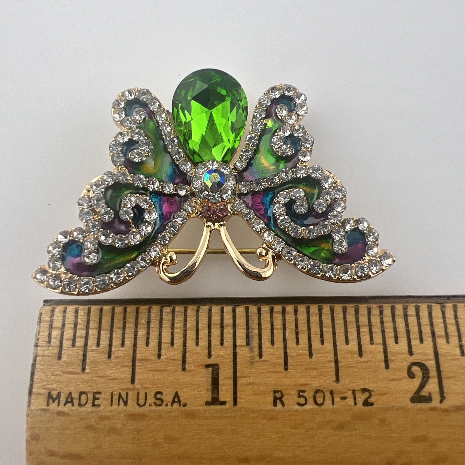 Vintage Green Butterfly, Colorful Butterfly, Butterfly Brooch A-53