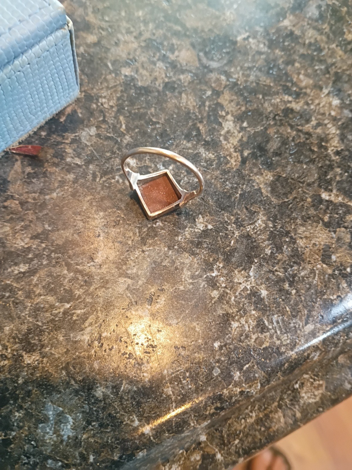 Antique Circa 1900 14K Yellow Gold And goldstone Ring Sz 9