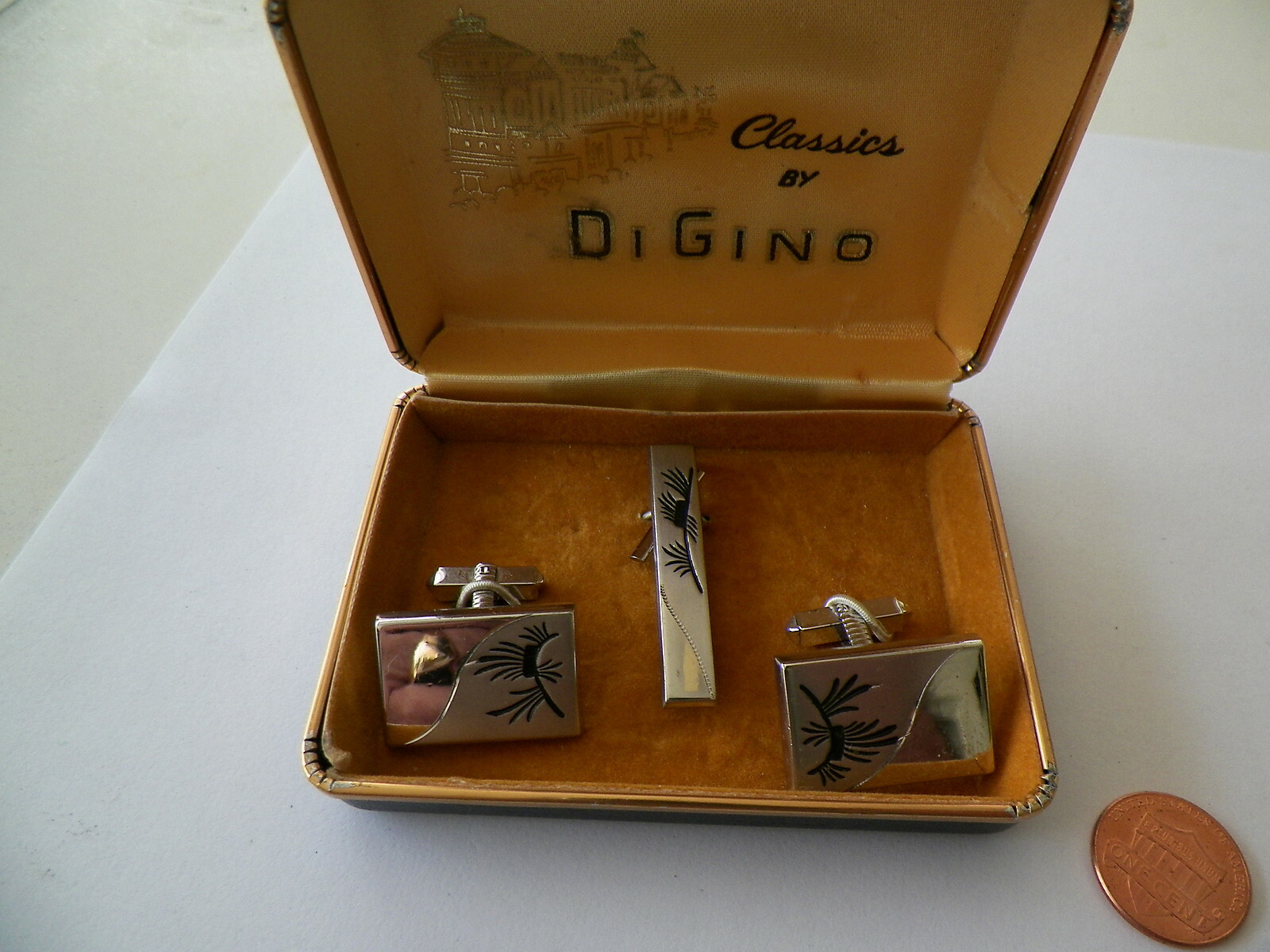 VNTG DI GINO STERLING SILVER CUFFLINKS 3 PC SET