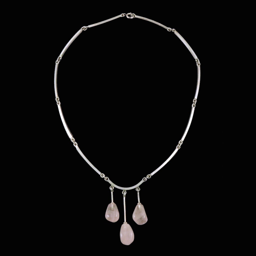 N.E. From – Denmark. Sterling Silver Necklace with Rose Quartz. 1960s.