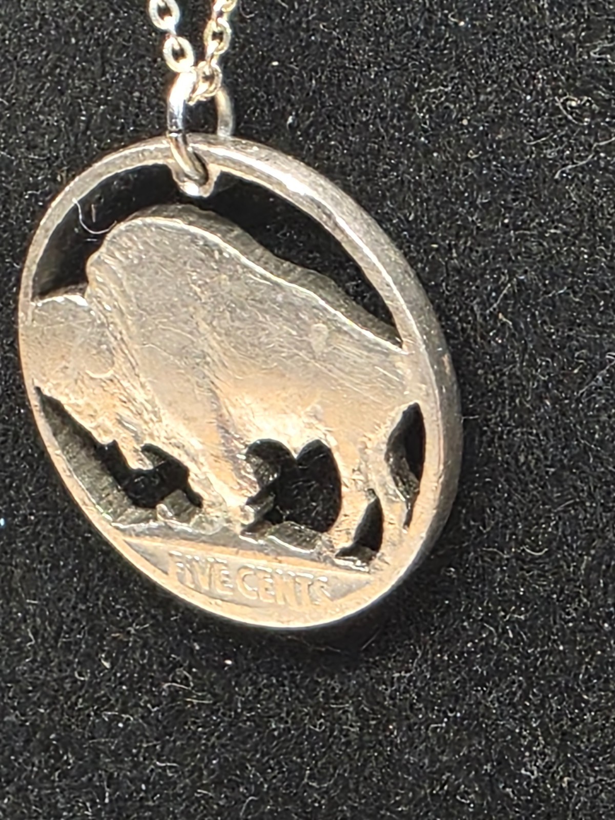 Buffalo Nickel Coin Cut-Out Necklace Pendant Vintage Sterling and Coin Silver