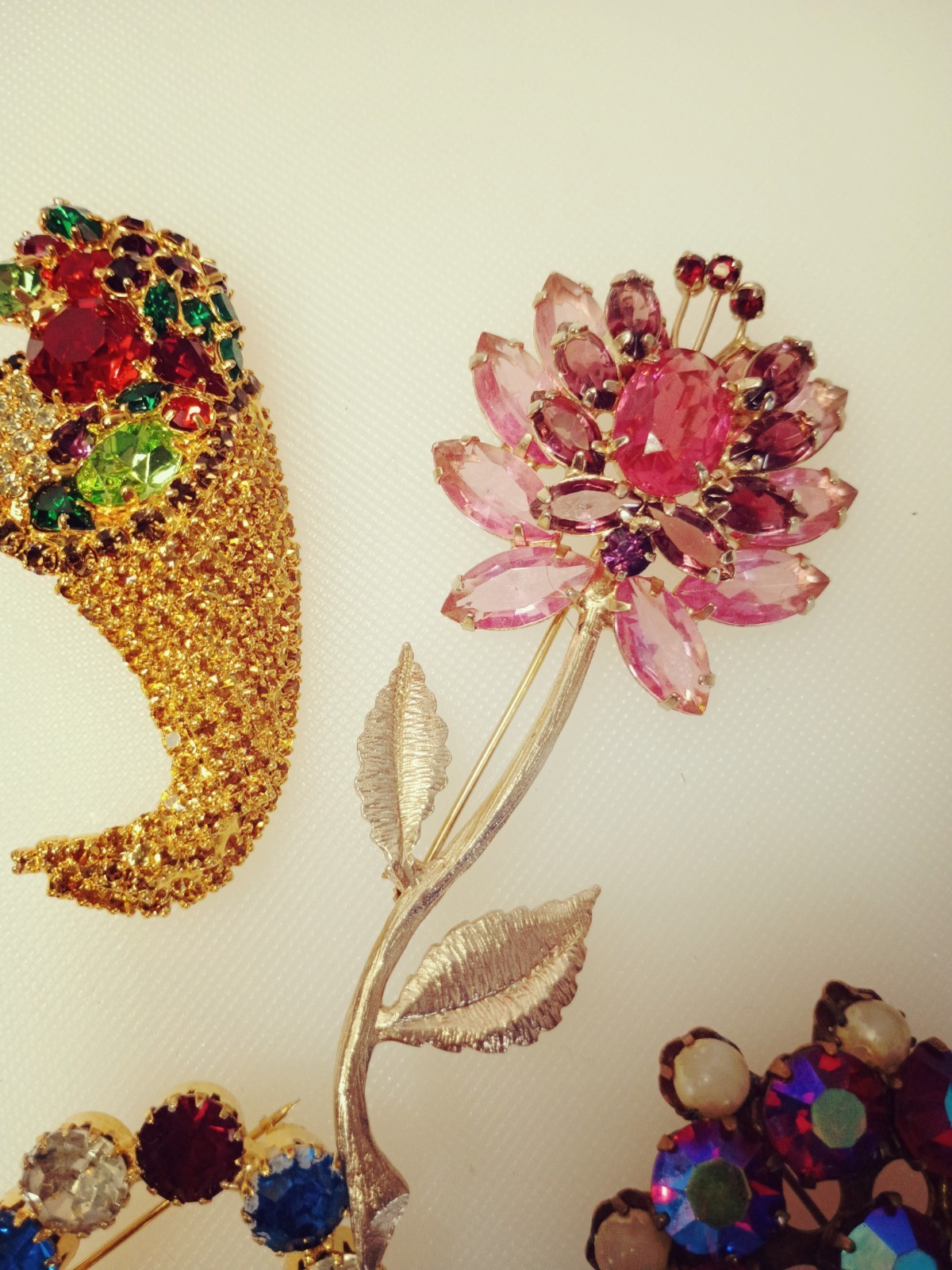 Rhinestone Brooch Vintage Jewelry Lot of 5 Brooches