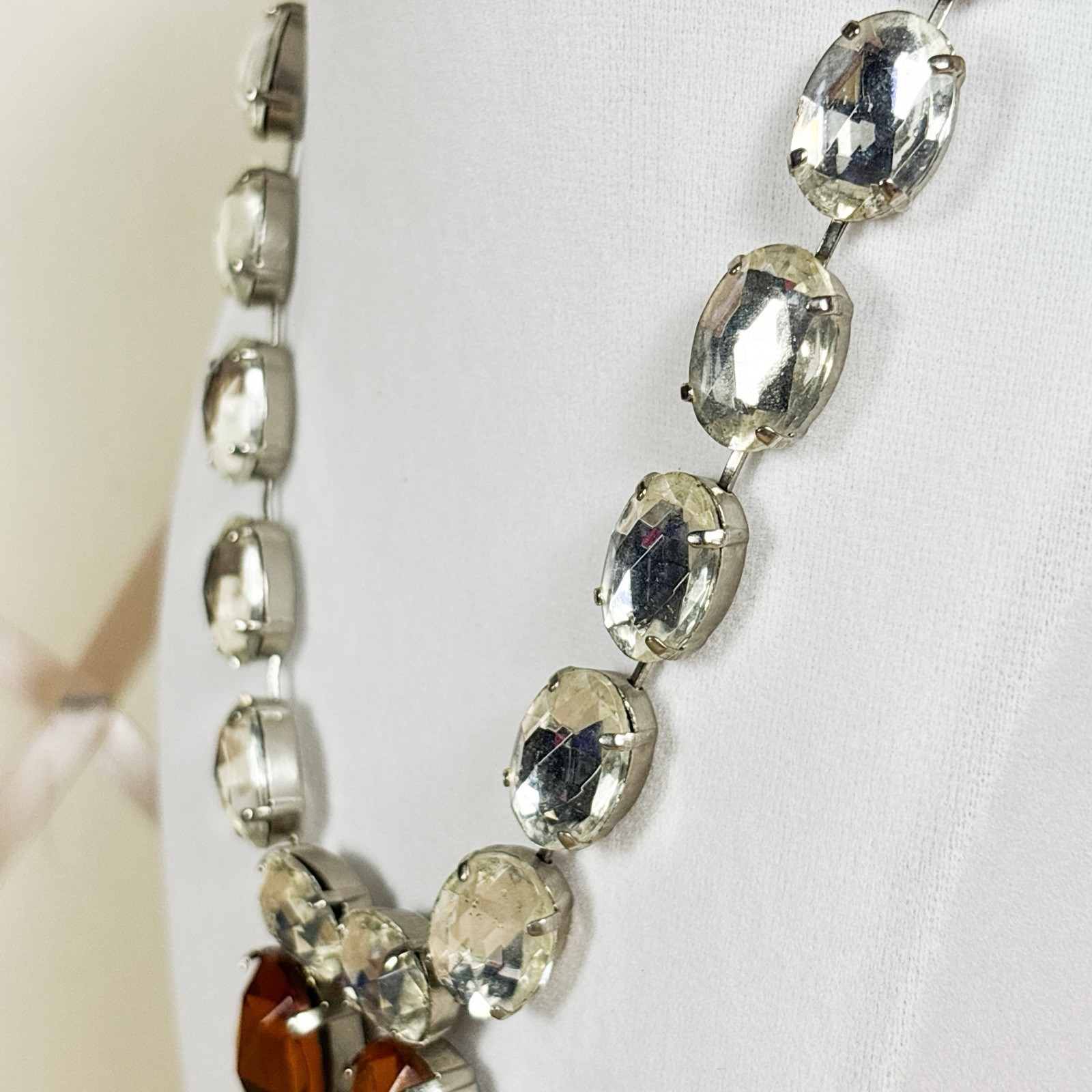 Vintage Signed West Germany Rhinestone Statement Choker Necklace 16in A10